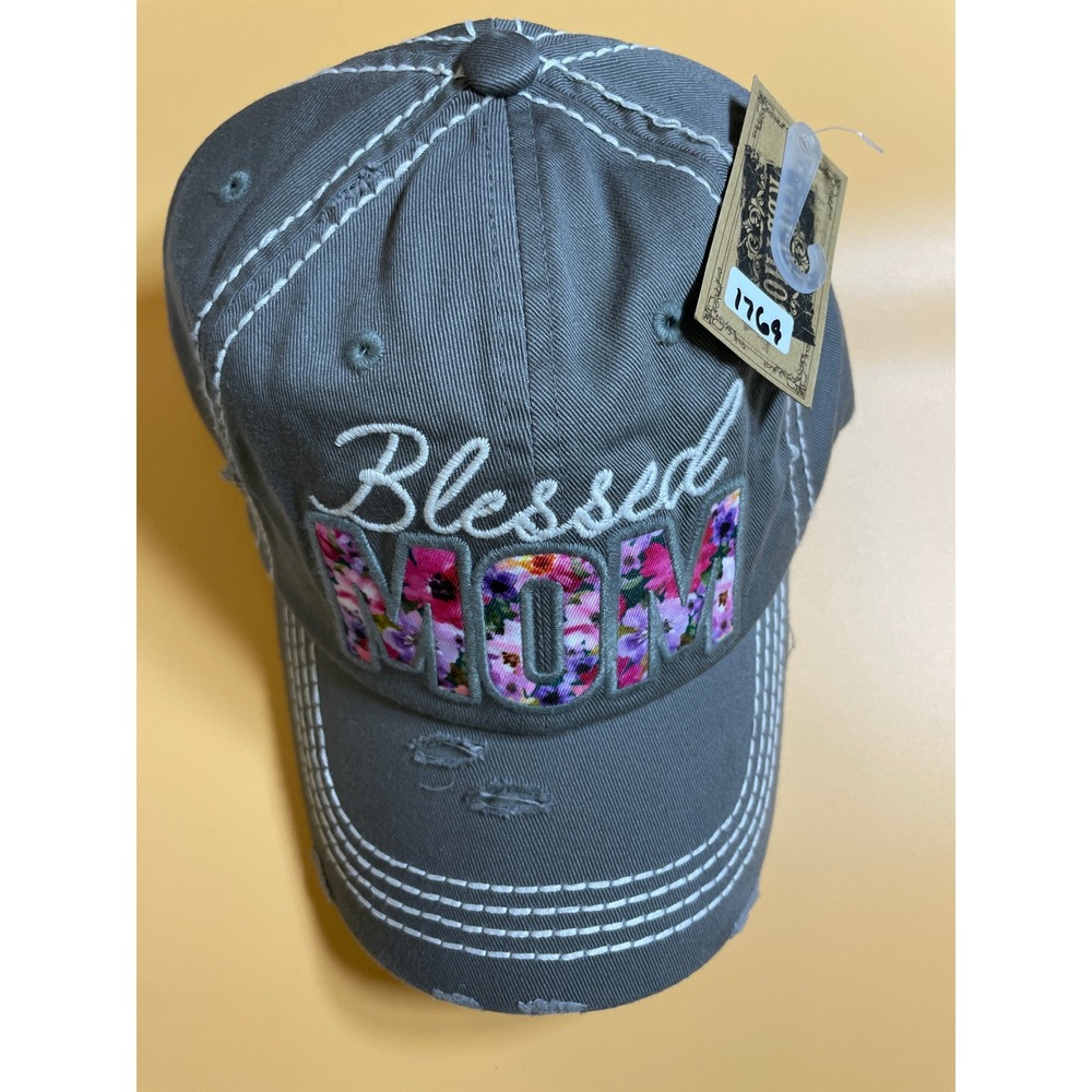 KBETHOS Ballcap Women OS Grey NEW Blessed Mom Floral Distressed‎ Baseball Hat
